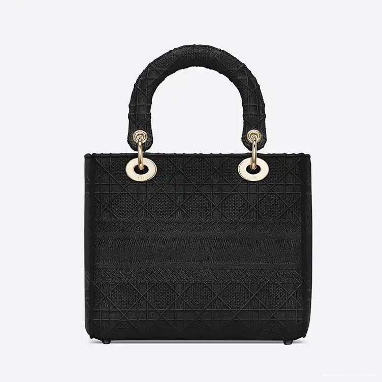 Cheap Bag Lady Motif Black D-lite Canvas Medium Cannage 0324 Hot Sale